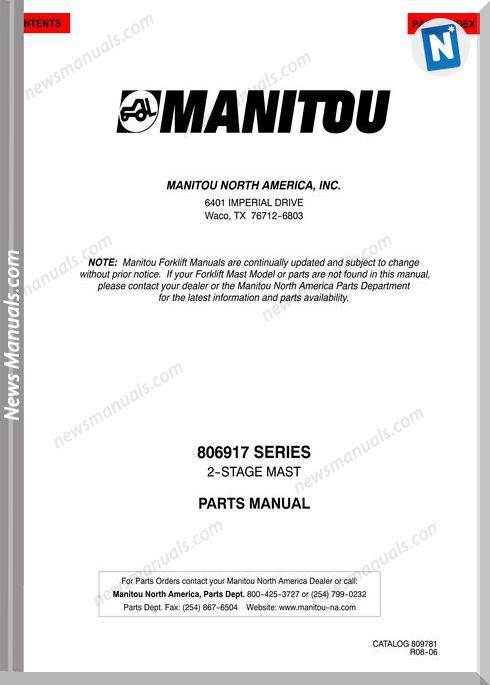 Manitou 806917 Series Parts Manuals
