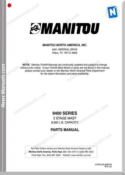 Manitou 9400Series Parts Manuals