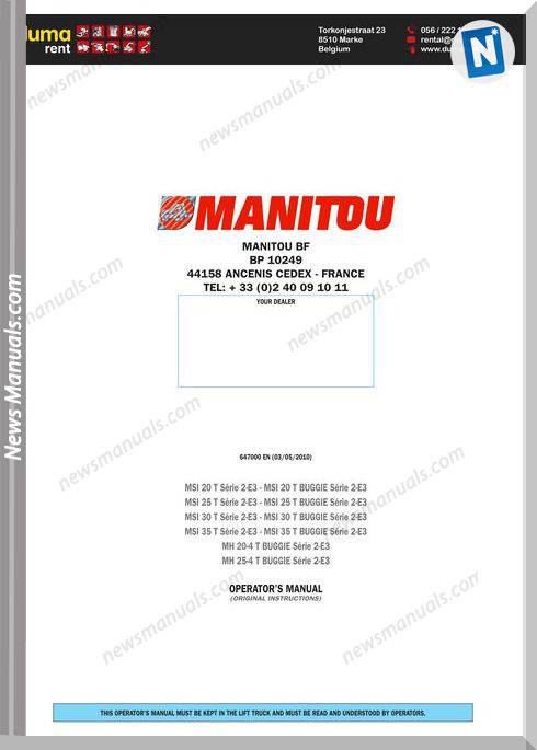 Manitou Bp 10249 Operators Manual
