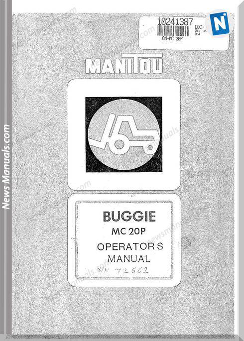 Manitou Forklift Buggie-Mc20P Models Parts Manual