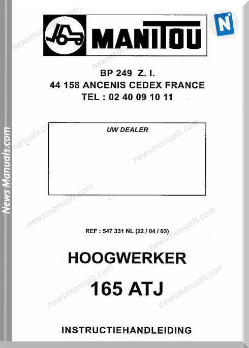 Manitou Forklift Hoogwerker-165Atj Parts Manual