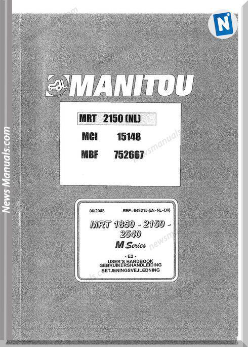 Manitou Forklift Mci15148, Mbf 752667 648315En-Nl-Dk Parts Manual