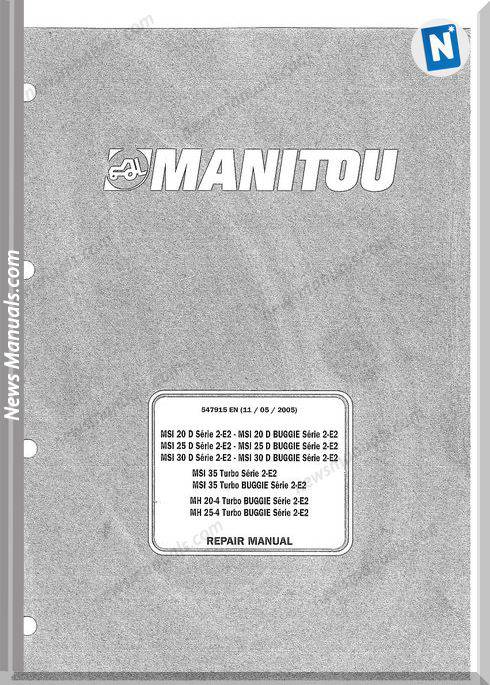 Manitou Forklift Msi20-30D, Msi35, Mh20-25-4 547915En Parts Manual