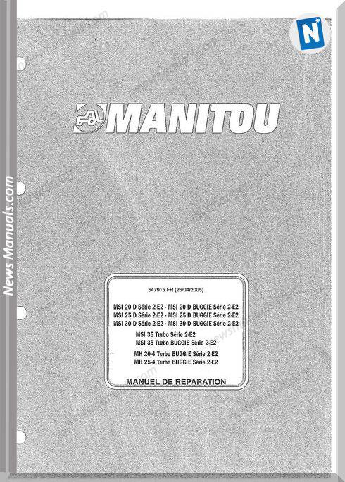 Manitou Forklift Msi20-30D, Msi35, Mh20-25-4 547915Fr Parts Manual