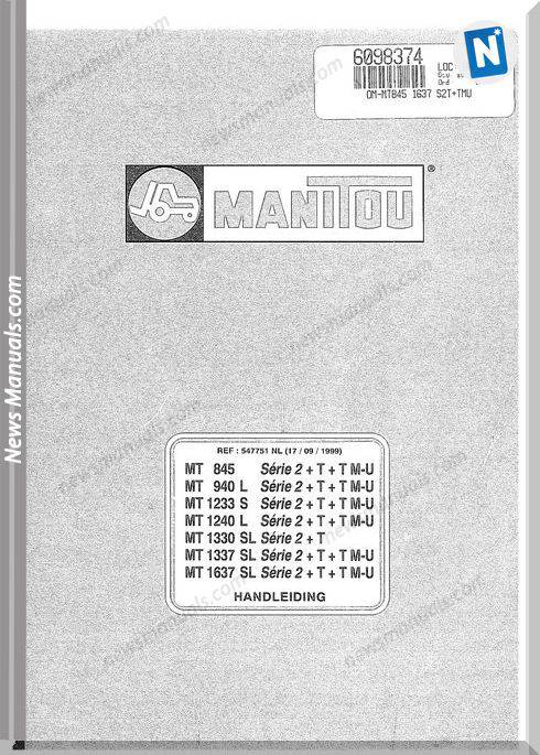 Manitou Forklift Mt845-1637 547751Nl Parts Manual
