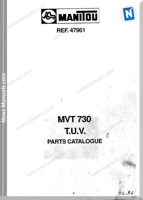 Manitou Forklift Mvt 730 47961 Models Parts Manual