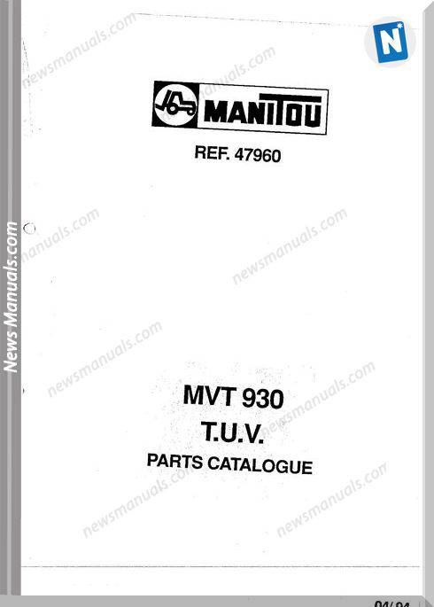Manitou Forklift Mvt930 47960 Models Parts Manual