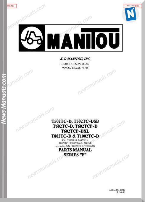 Manitou Forklift Tseries-B242D Models Parts Manual