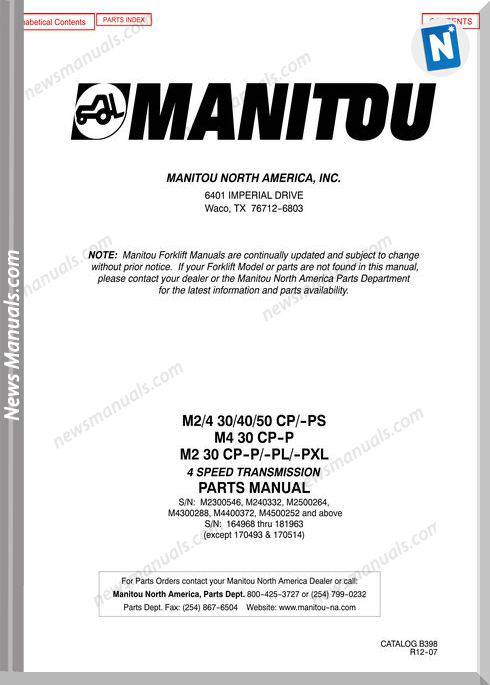 Manitou M230,430,240,440,250,450-M2300546 Parts Manuals