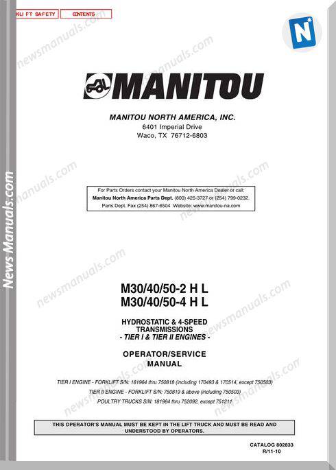 Manitou M30,40,50-802833Drev.11-10 Operator Manuals