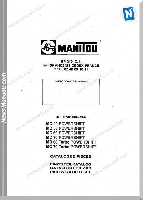 Manitou Mc40,50,60,70 Powershift,60,70 Part Catalogue