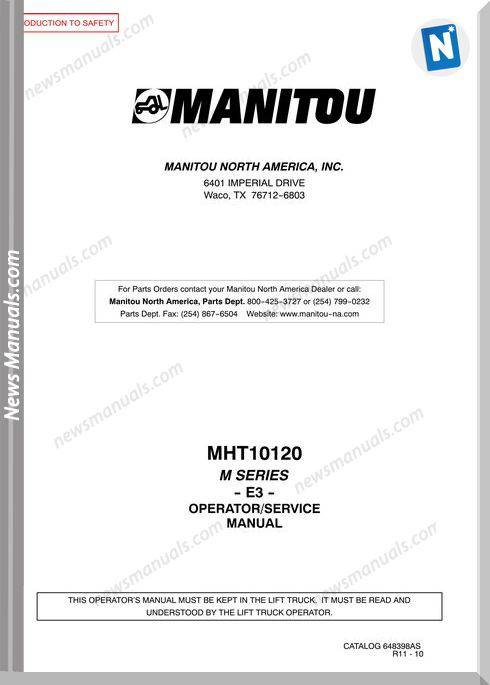Manitou Mht10120-648398Asd Handler Operator Manuals