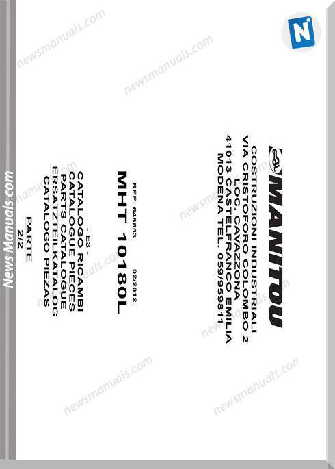Manitou Mht10180L Rev.02-12 Telescopic Parts Manuals