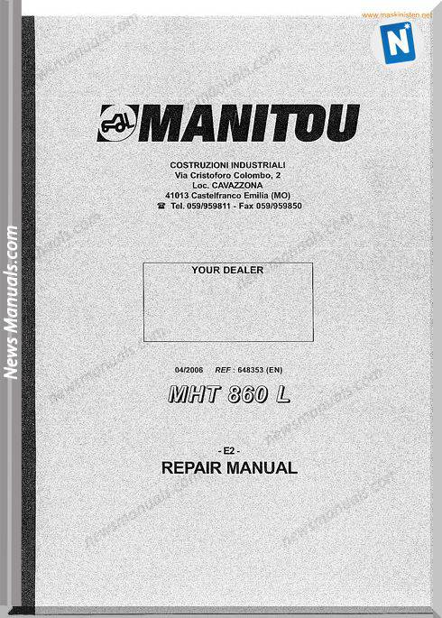 Manitou Mht860L Service Sec Wat