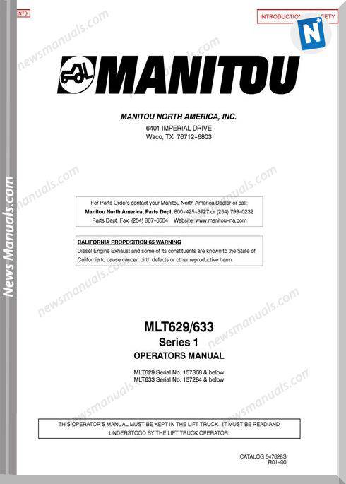 Manitou Mlt629,Mlt633T-547628Sd Operator Manuals