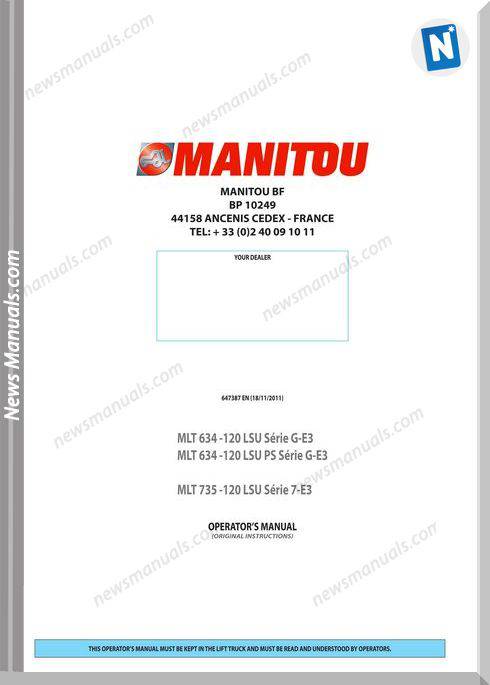 Manitou Mlt735-647387En Handler Operator Manuals