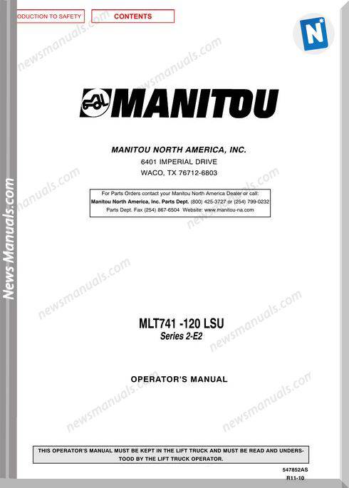 Manitou Mlt741-120-547852Asd-Rev.11-10 Operator Manuals