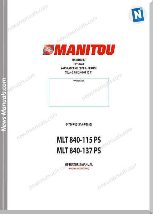 Manitou Mlt840-115 Ps,Mlt 840-137-647269 Operation Manual