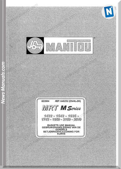 Manitou Mrt M Series 1432-2540 648252 Parts Manual