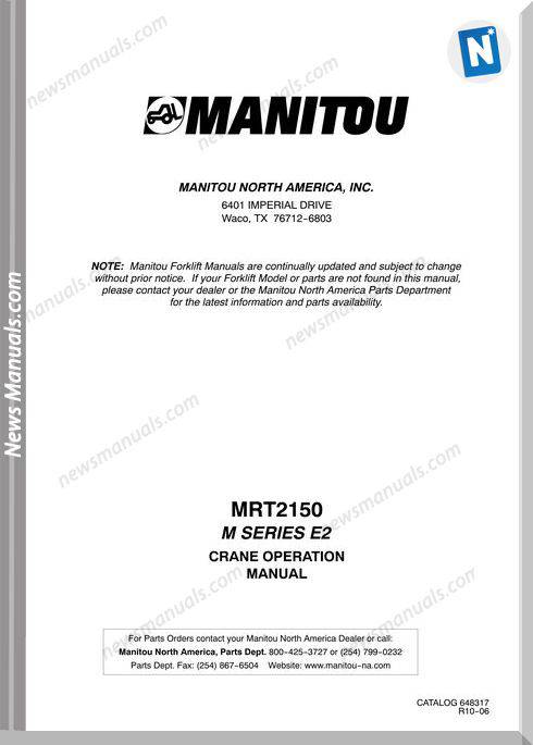 Manitou Mrt2150-648317D Telescopic Operator Manuals