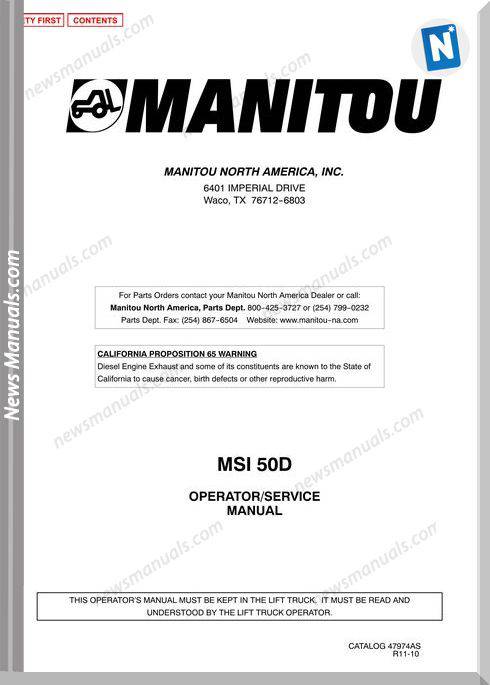 Manitou Msi50-47974Asdrev11-10 Operator Manuals