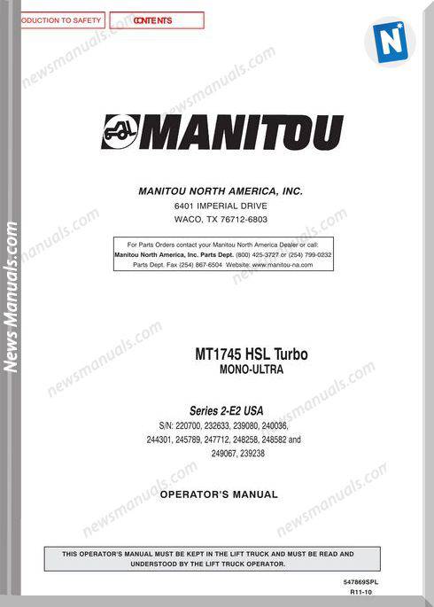 Manitou Mt1745-547869Spld Rev.11-10 Operator Manuals