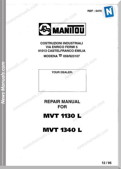 Manitou Mvt 1130L - 1340L Repair Manual