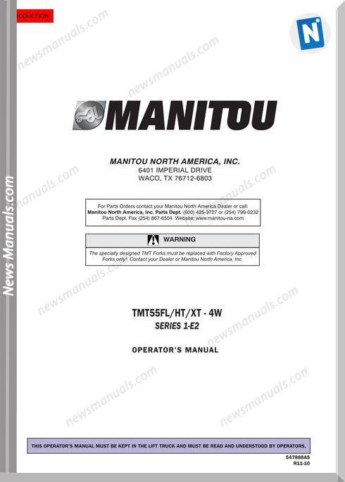 Manitou Tmt55-4W-547888As Rev.11-10 Operator Manuals