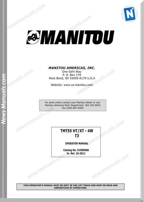 Manitou Tmt55-4Wht-Xt T3-51900008 Operator Manuals