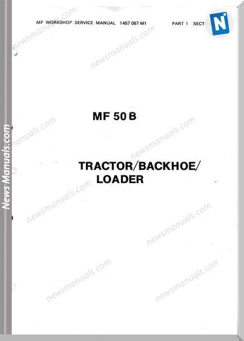 Massey Ferguson Tractor Backhoe Mf50 Workshop Manual