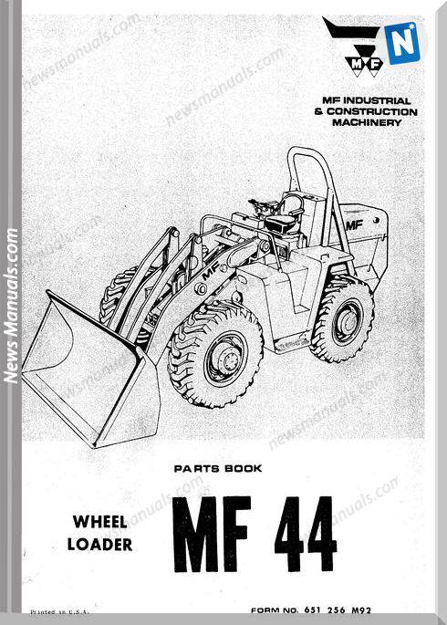 Massey Ferguson Wheel Loader Mf44Pm Parts Manual