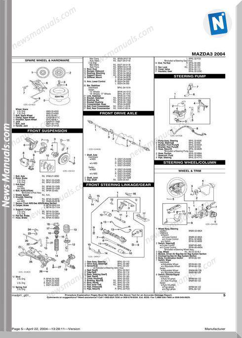 Mazda 3 2004 Parts Catalogue