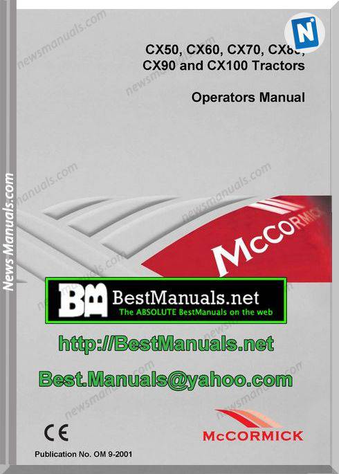 Mccormick Cx50 Cx60 Cx70 Cx80 Cx90 Cx100 Tractors Operators Owners Manual