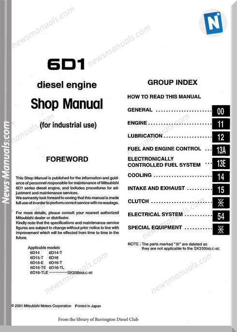Mitsubishi 6D14-15-16 Workshop Manual