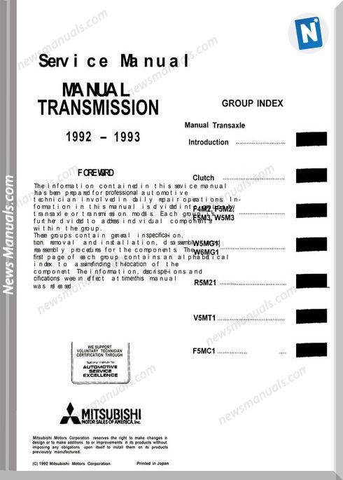 Mitsubishi Service Manual Transmission Fwd
