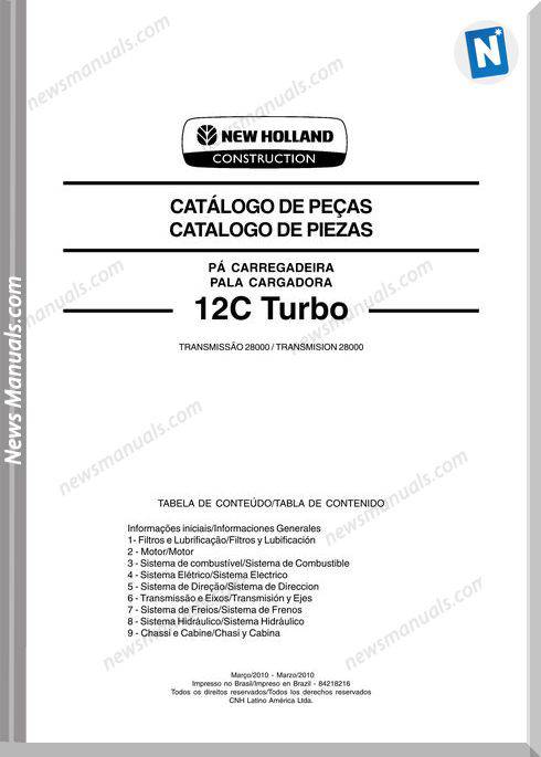 New Holland 12C Turbo Loader Part Catalog