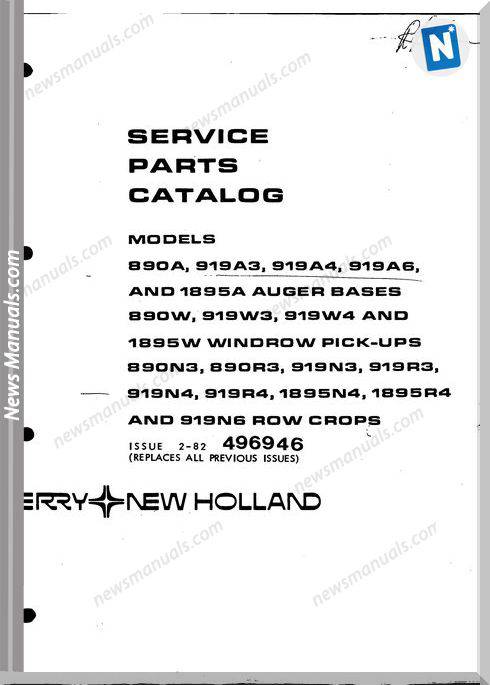 New Holland 890 919 Part Catalogue