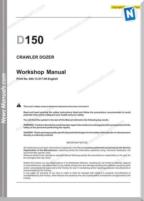 New Holland Crawler Dozer D150 En Service Manual