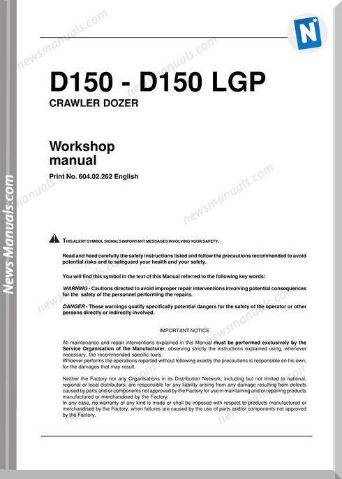New Holland D150Lgp Craler Dozer Workshop Manual