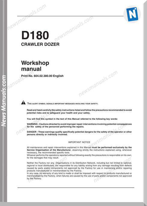 New Holland D180 Craler Dozer Workshop Manual