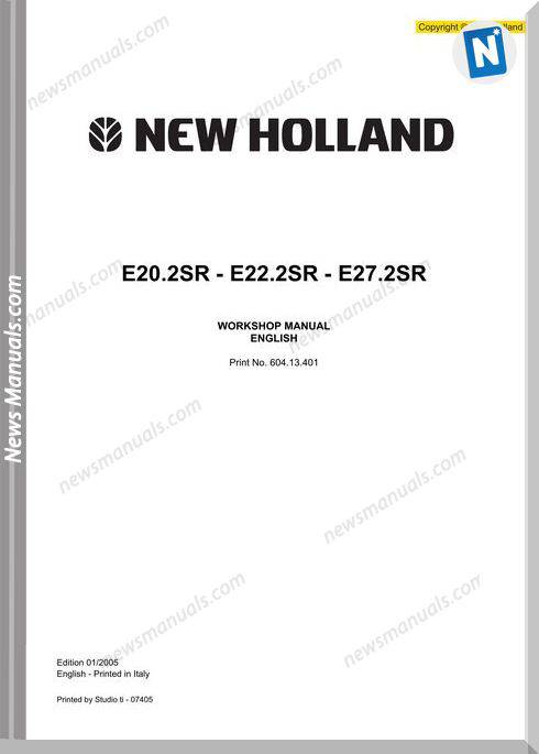 New Holland E20 2Sr-E22 2Sr-E27 2Sr Service Manual