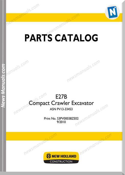 New Holland E27B Compact Crawler Excavator Parts Manual