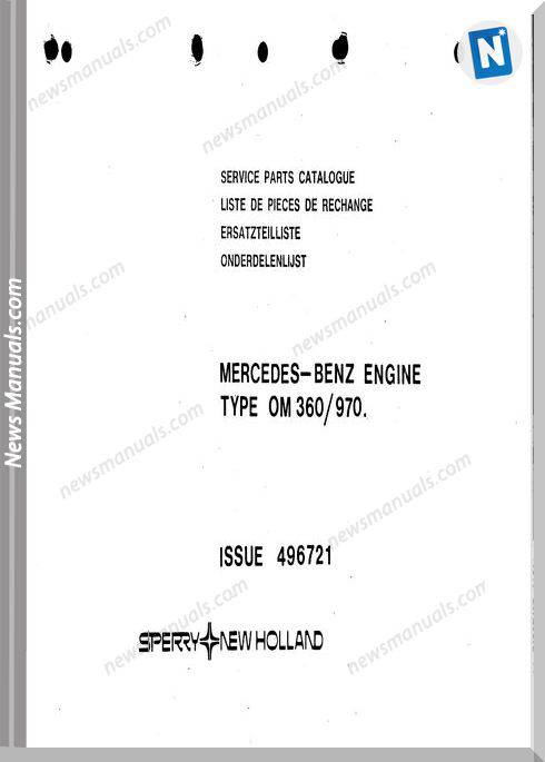 New Holland Engine Mercedes Om-360 970 Part Catalogue