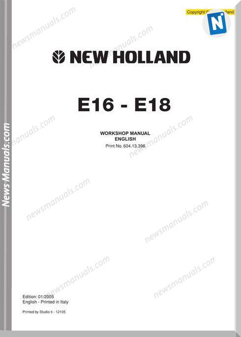 New Holland Excavator E16 E18 En Service Manual