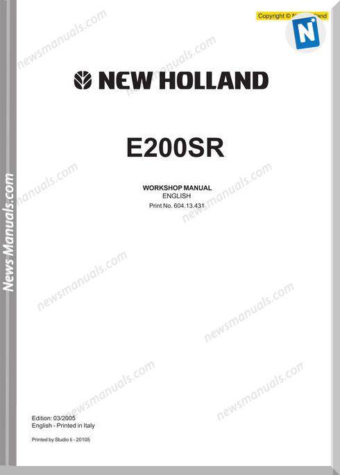 New Holland Excavator E200Sr En Service Manual