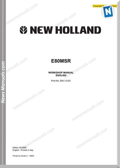 New Holland Excavator E80Msr En Service Manual