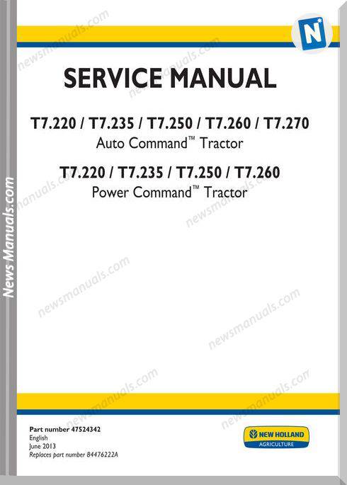 New Holland T7 270 Service Manual