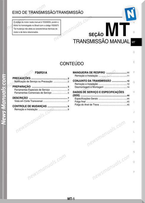 Nissan Frontier 2007 2009 Portuguese Transmission Repair Manual