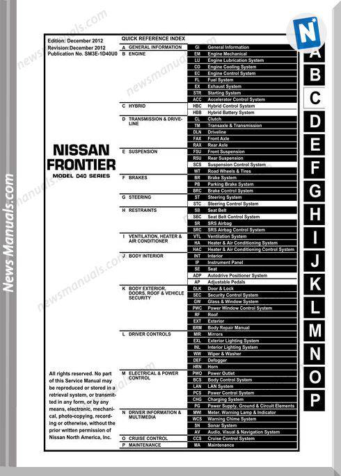 Nissan Frontier D40 2013 Service Manual