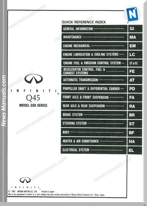 Nissan Infiniti Q45 1992 Factory Shop Manual